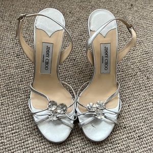SILVER JIMMY CHOO HEELS 37.5